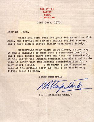 Robert Stanford-Tuck TLS dated 22/6/70 concerning Foulmere.