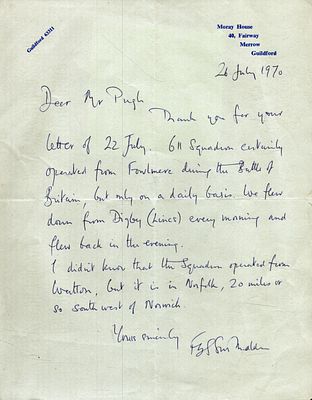 Air Marshall Scott-Malden ALS dated 26/7/70.