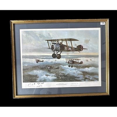 WWI Sir Thomas Sopwith and Sq. Lt G.R. Riley signed 32x26inch framed limited edition print 