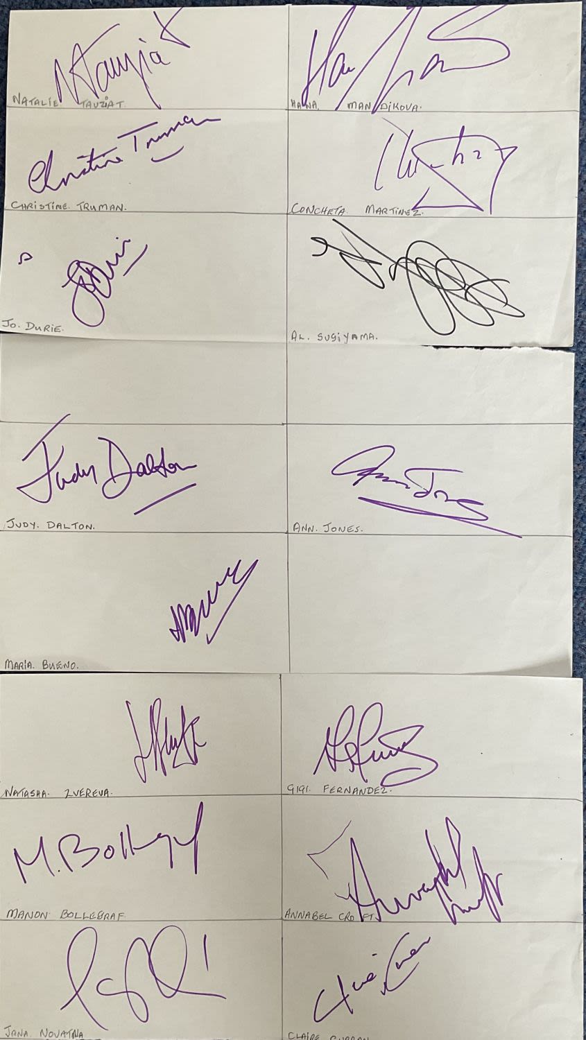 Lot 436: Fantastic Collection of 16 Female Tennis Stars Autographs...