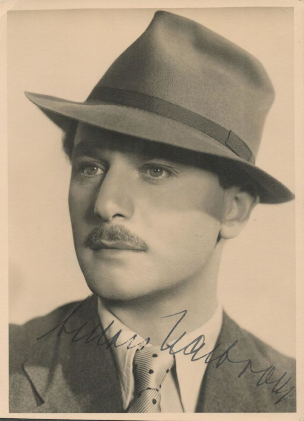 Lot 457: Anton Walbrook signed 7x5 vintage black and white...