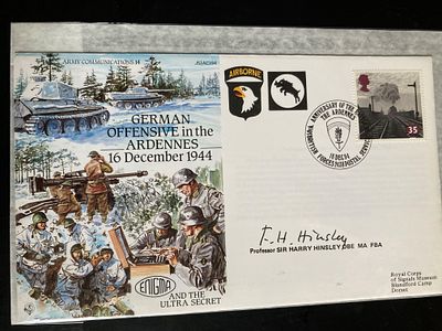 Sir Harry Hinsley Bletchley Park WW2 signed rare Army Communications RAF cover. Sir Francis 