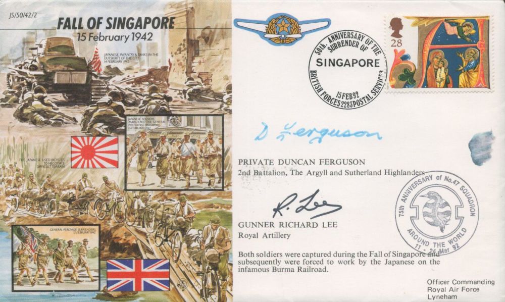 Lot 465: Richard Lee and Duncan Ferguson Signed FDC. Fall...