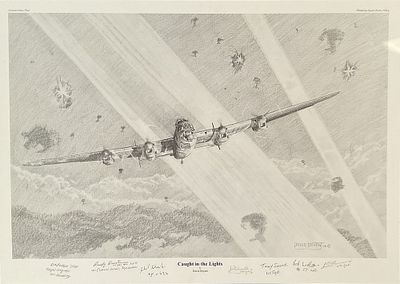 WW2 7 Signed David Bryant Print Titled Caught In The Light Black and White Print. Signed in 