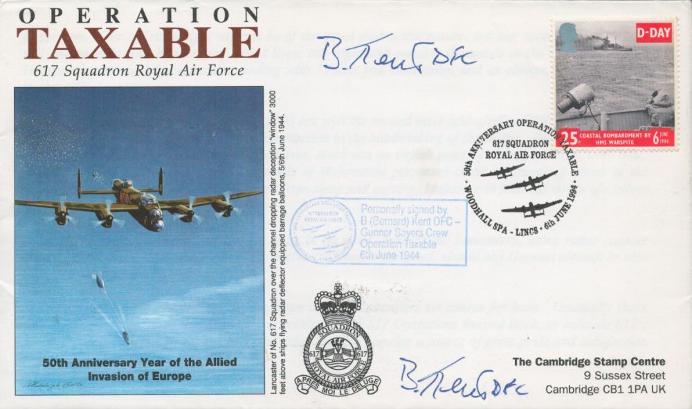 Lot 490: WW2 Bernard Kent DFC Signed Operation Taxable 617...