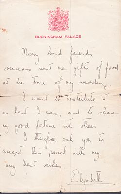 Queen Elizabeth 2 Signed Letter was signed Elizabeth before she became the Queen Signed just 