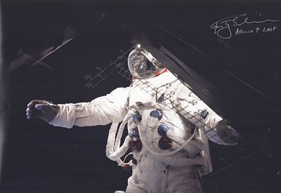 Rusty Schweickart signed 16X12 inch colour space Photo