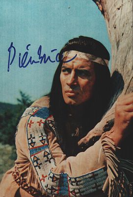 Pierre Brice signed 7X5 inch colour photo