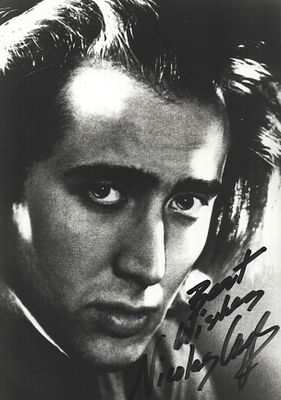 Nicolas Cage signed 6x4 inch black and white photo