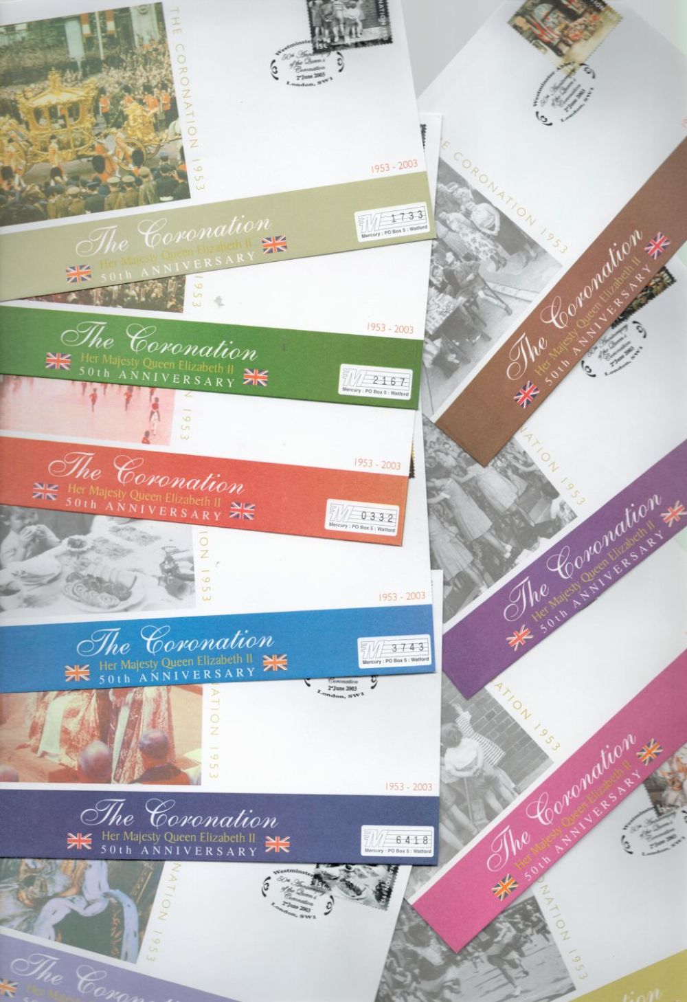 Lot 583: 2003 collection of 10 Mercury single stamp FDCs...