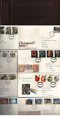 FDC Collection in small 35 plus Burgundy Folder Mixtures December 1986 - August 1990 Stamps 