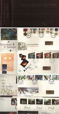 FDC Collection in small 40 Burgundy Folder Mixtures September 1990 - January 1995 Stamps plus 