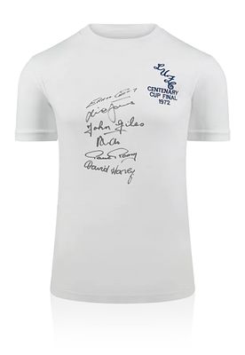 Autographed LEEDS UNITED 1972 FA CUP WINNERS Replica Shirt : Issued by Pro Active Sports - this 