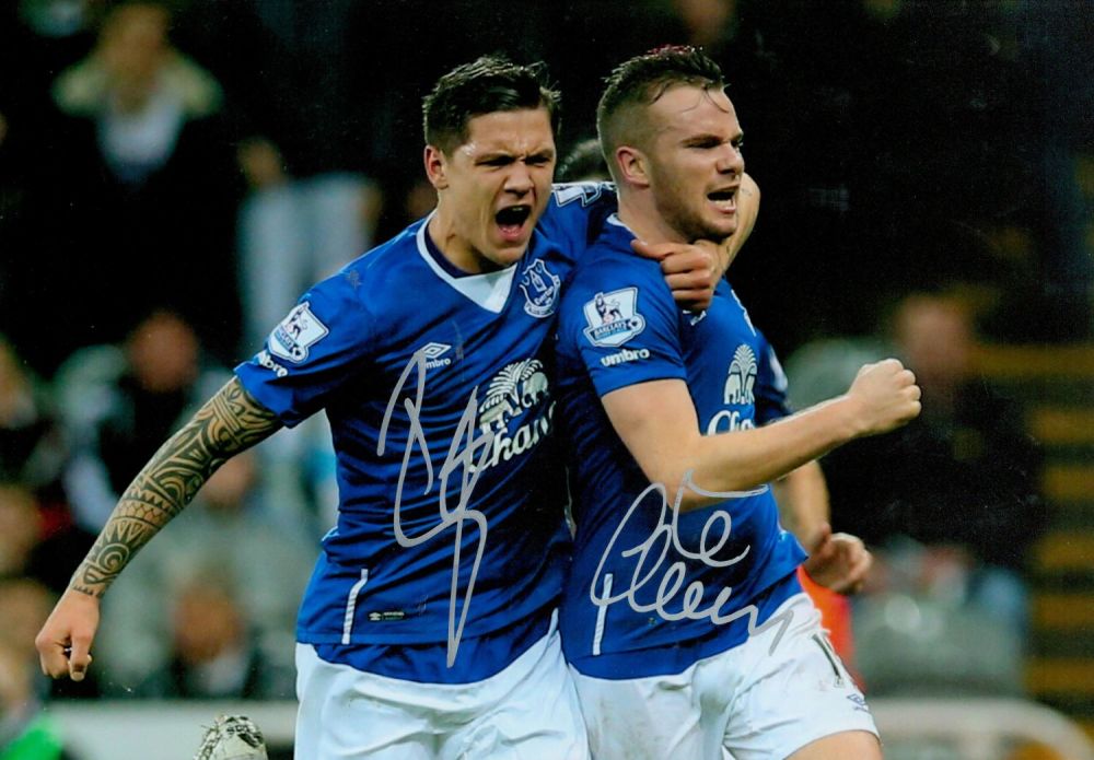 Lot 637: Football Everton stars Cleverley and Besic double signed...