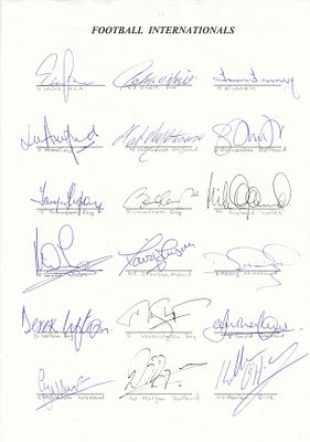 Autographed A4 SHEET FOOTBALL INTERNATIONALS : Collected circa early 2000s, neatly divided up 