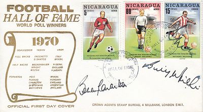 Autographed BILLY WRIGHT & BOBBY CHARLTON Commemorative Cover : First Day Cover, dated 1970 