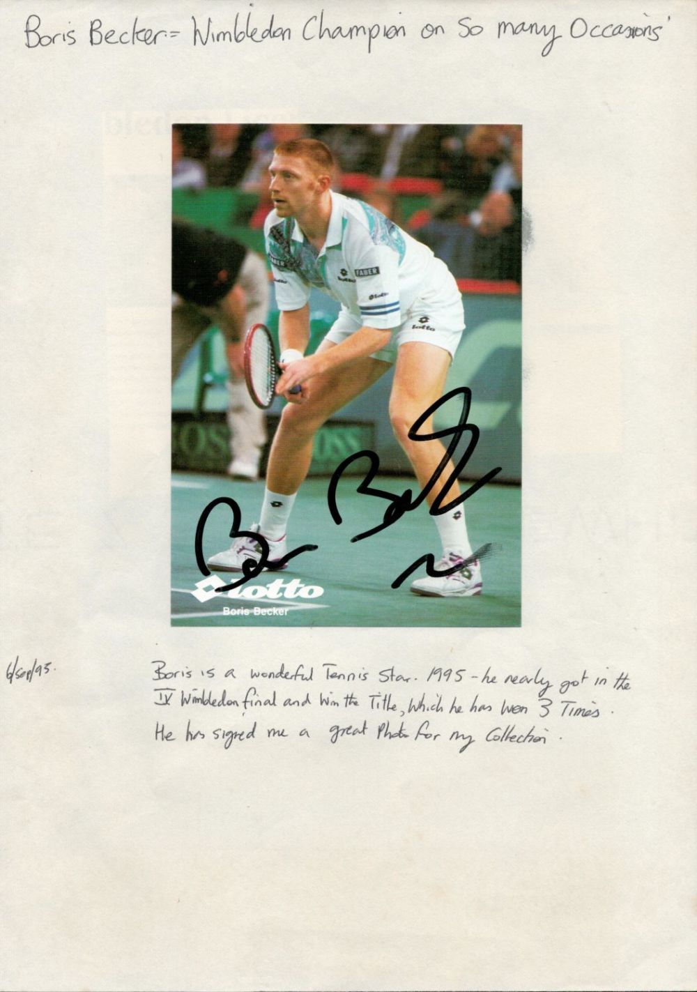 Lot 651: Tennis Boris Becker signed lotto 6 x 4...