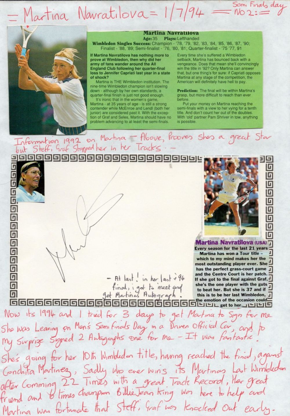 Lot 655: Tennis Martina Navratilova signed white card fixed to...