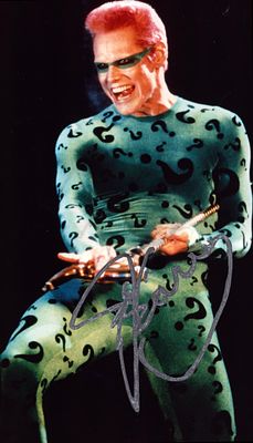 Jim Carey signed Riddler 10x8inch colour photo.