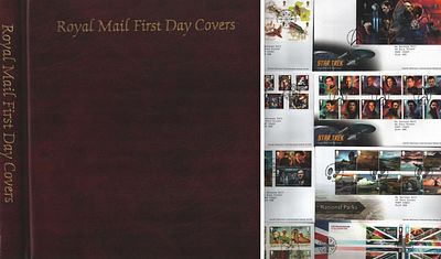 FDC Royal Mail FDC's Collection 50 plus in Burgundy Binder. Such as Star Trek, Only Fools & 