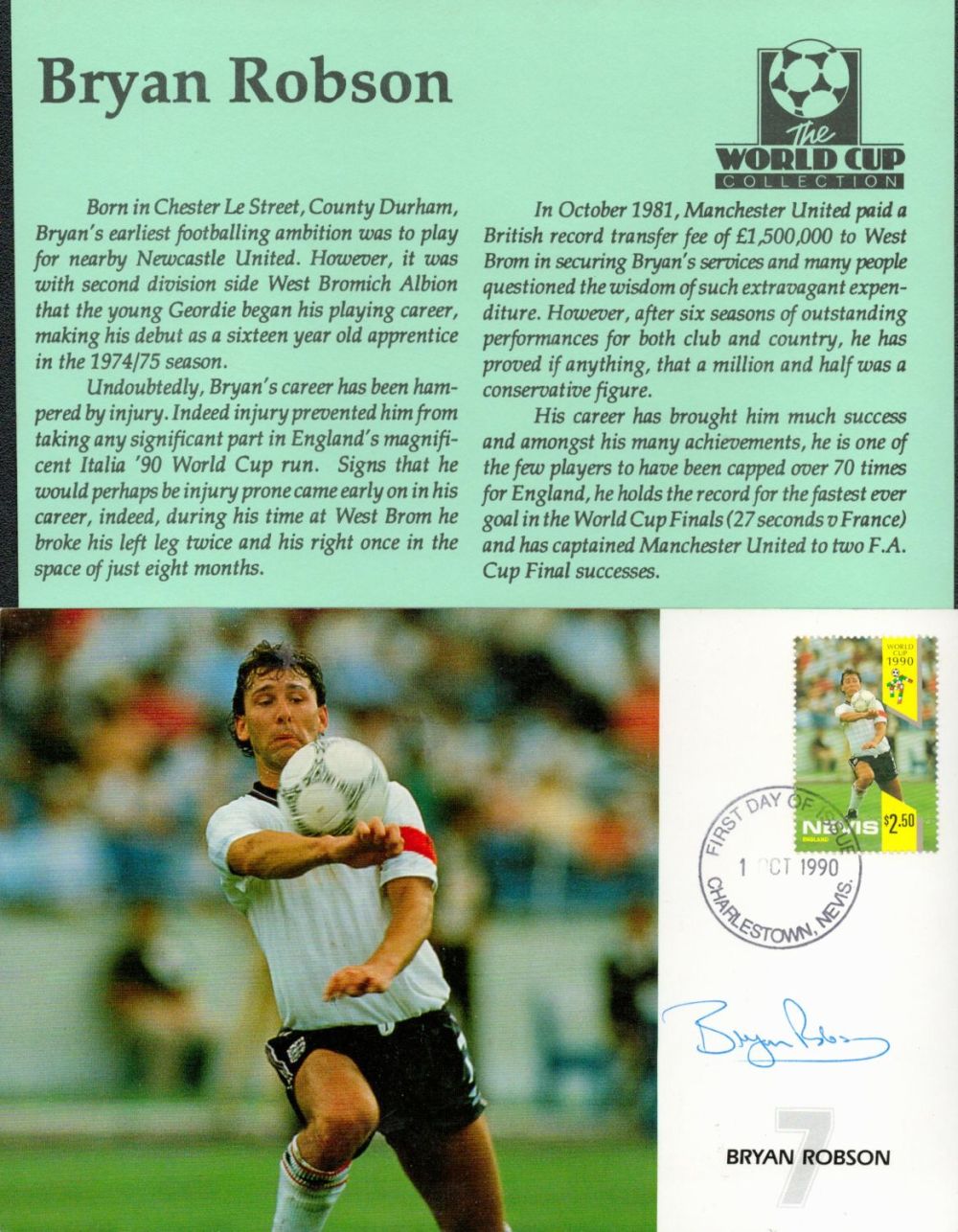 Lot 668: Football Bryan Robson signed 1990 World Cup First...