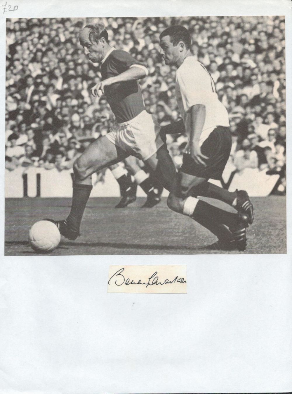 Lot 676: Football Bobby Charlton signed tiny signature piece fixed...