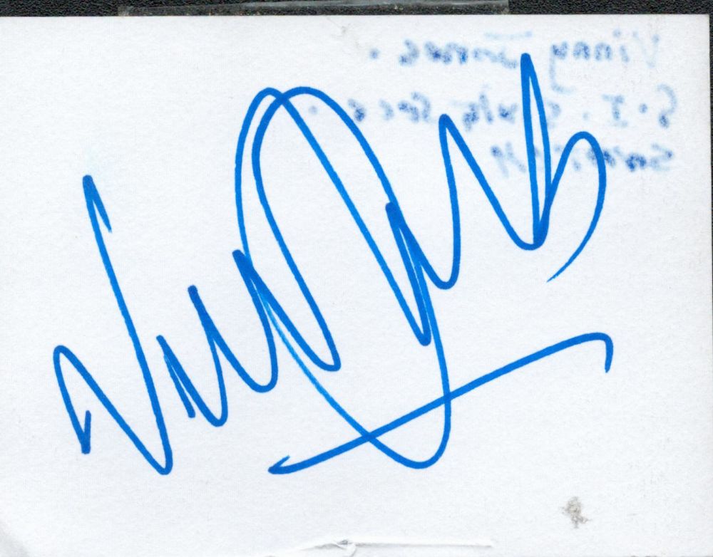 Lot 677: Actor Vinnie Jones signed white card. Good condition....