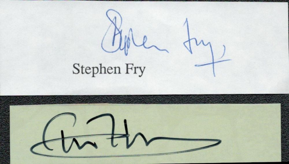 Lot 686: Actors Stephen Fry and Tim McInerny signed on...