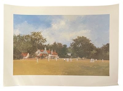 Roy Perry Colour Cricket print 26x18 titled 'New Batsman'.