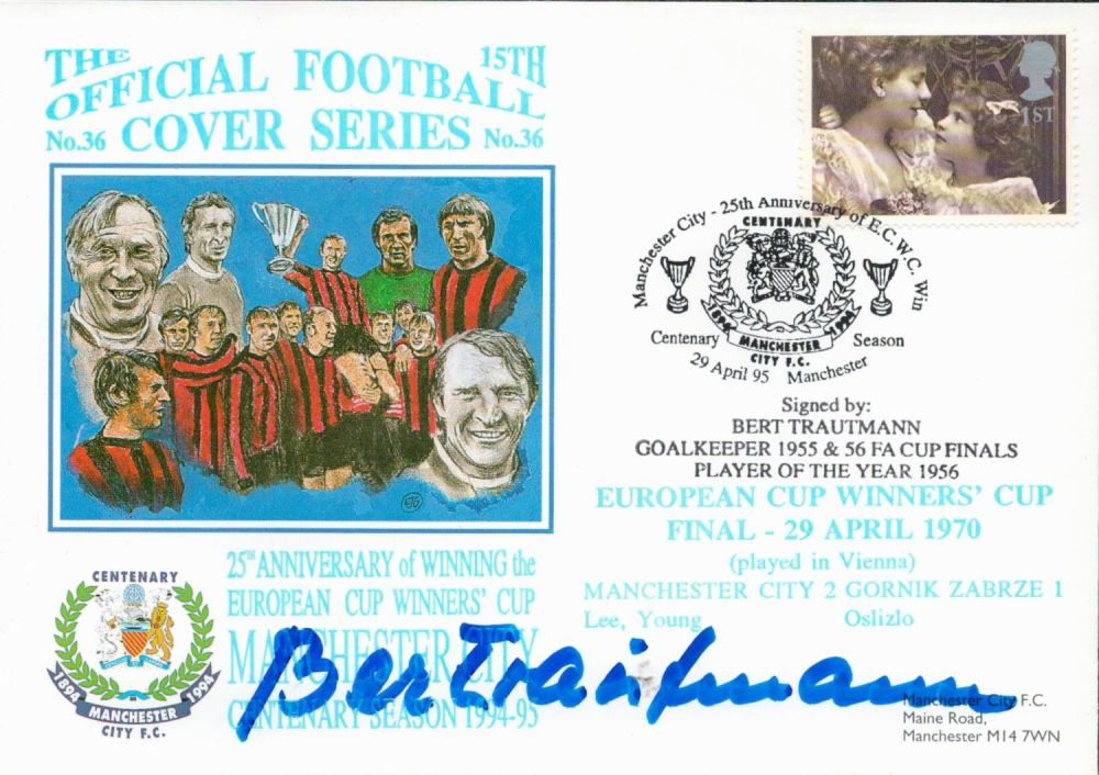 Lot 703: Football Bert Trautmann signed 1970 Dawn football cover...