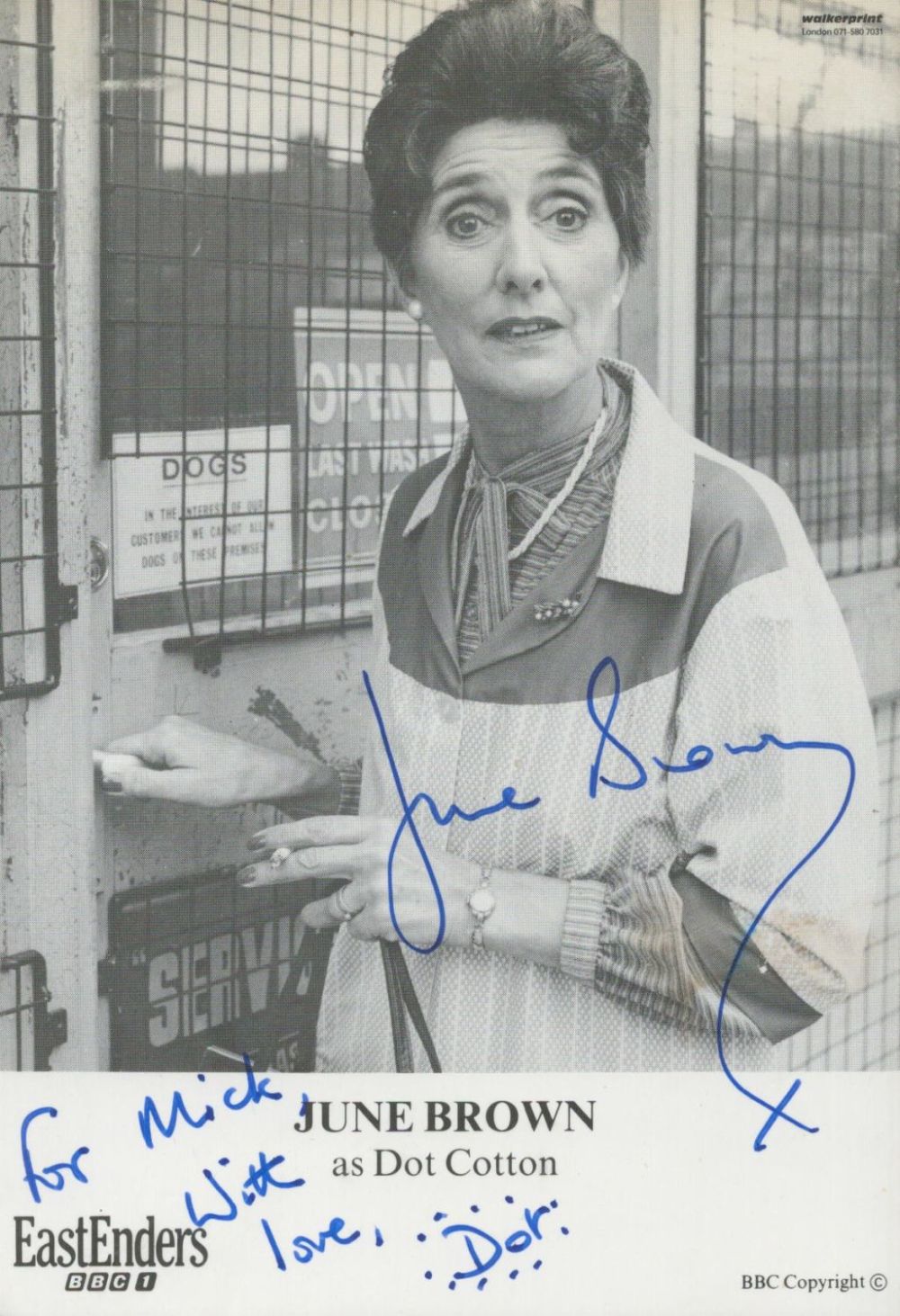 Lot 762: June Brown (Dot Cotton) Signed 6x4 inch Eastenders...