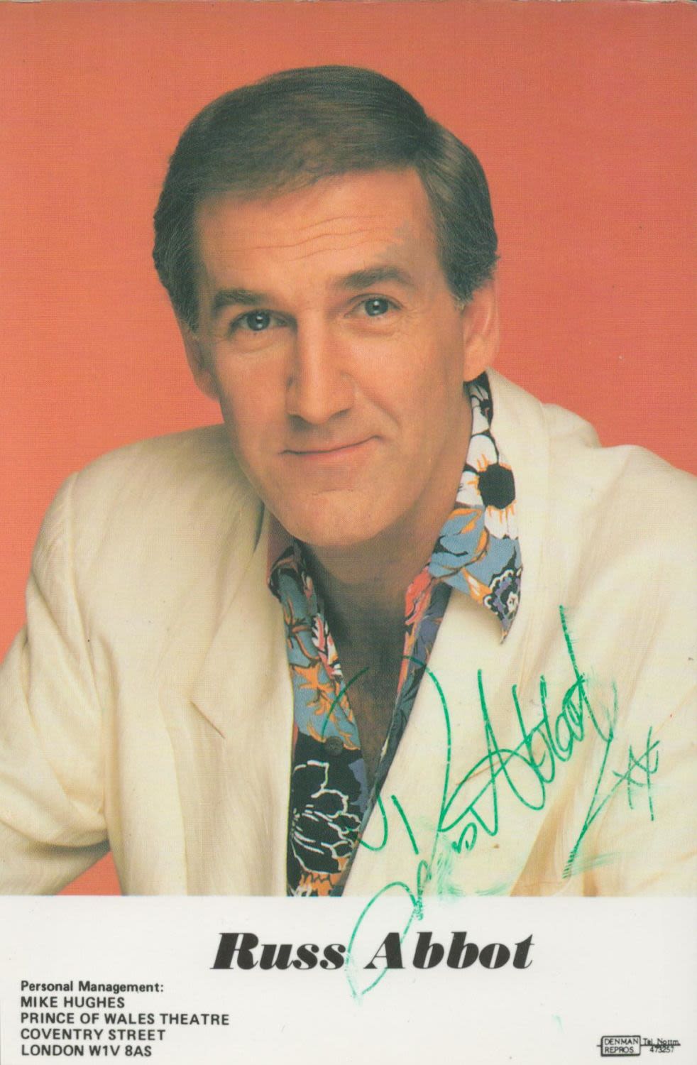 Lot 764: English comedy Actor Russ Abbot Signed 6x4 inch...