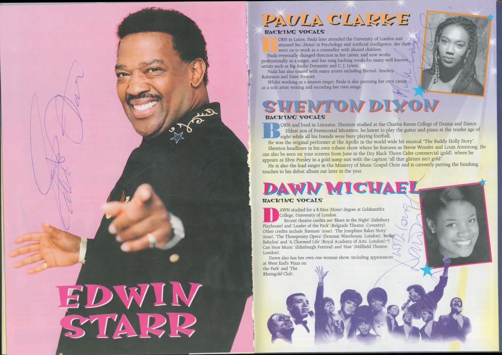 Lot 769: Edwin Starr, Paula Clarke and Dawn Michaels Signed...
