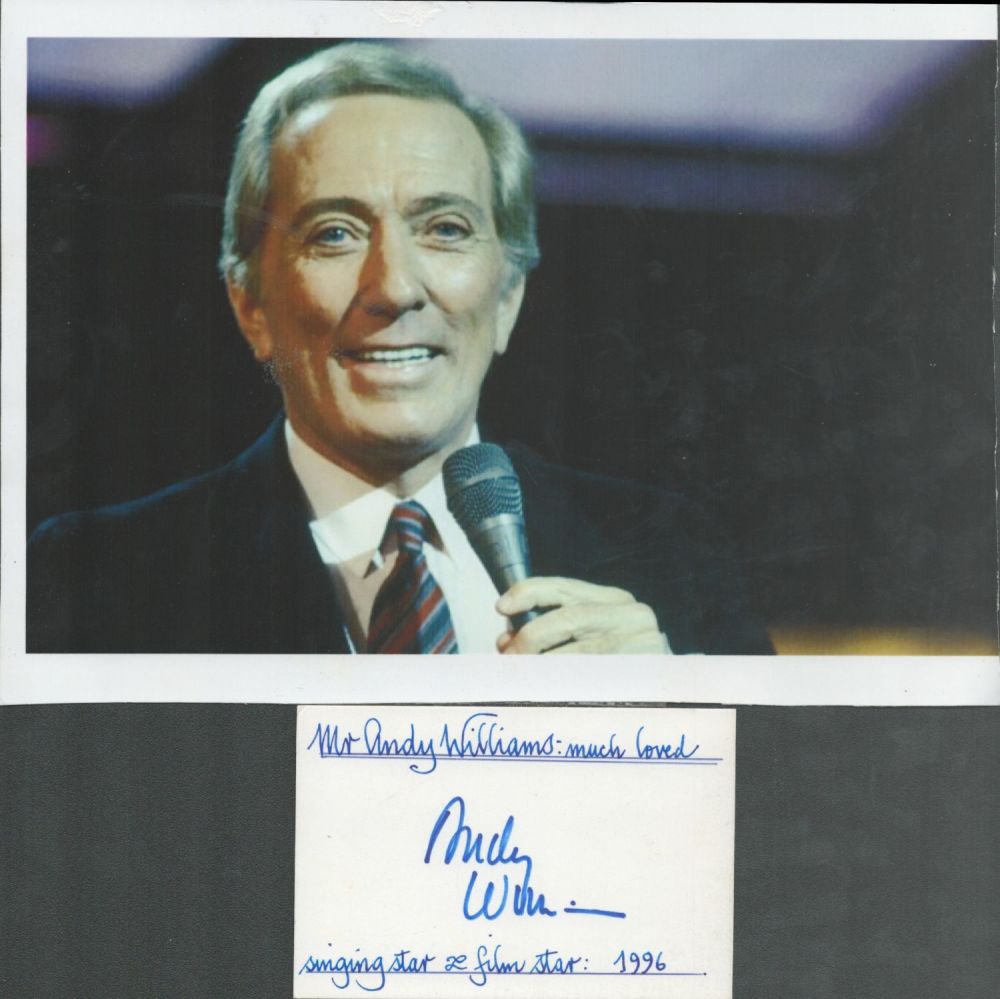 Lot 771: American Singer Andy Williams Signed 4x3 inch White...