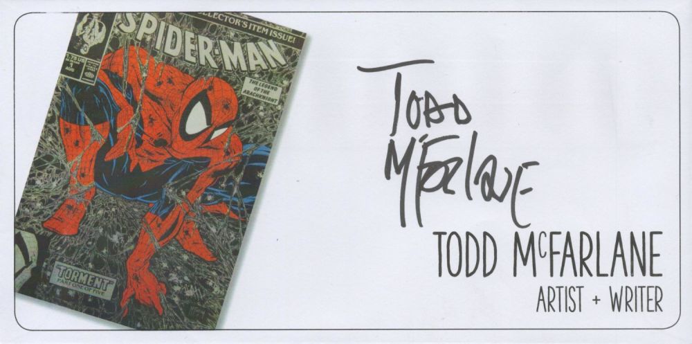 Lot 786: The Amazing Spiderman Artist Todd McFarlane Signed Personalised...