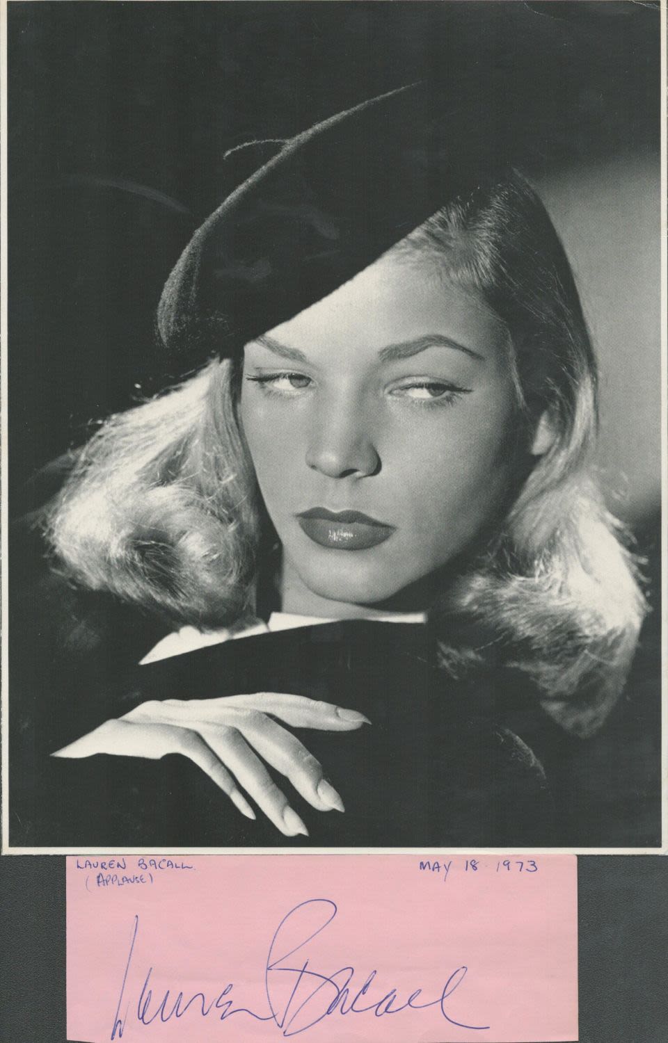 Lot 801: American Actress Lauren Bacall Signed Signature Piece with...