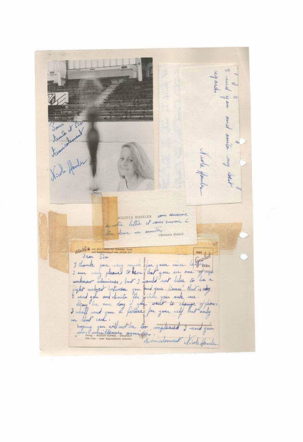 Lot 804: French Figure Skater Nicole Hassler Signed 3 Times...