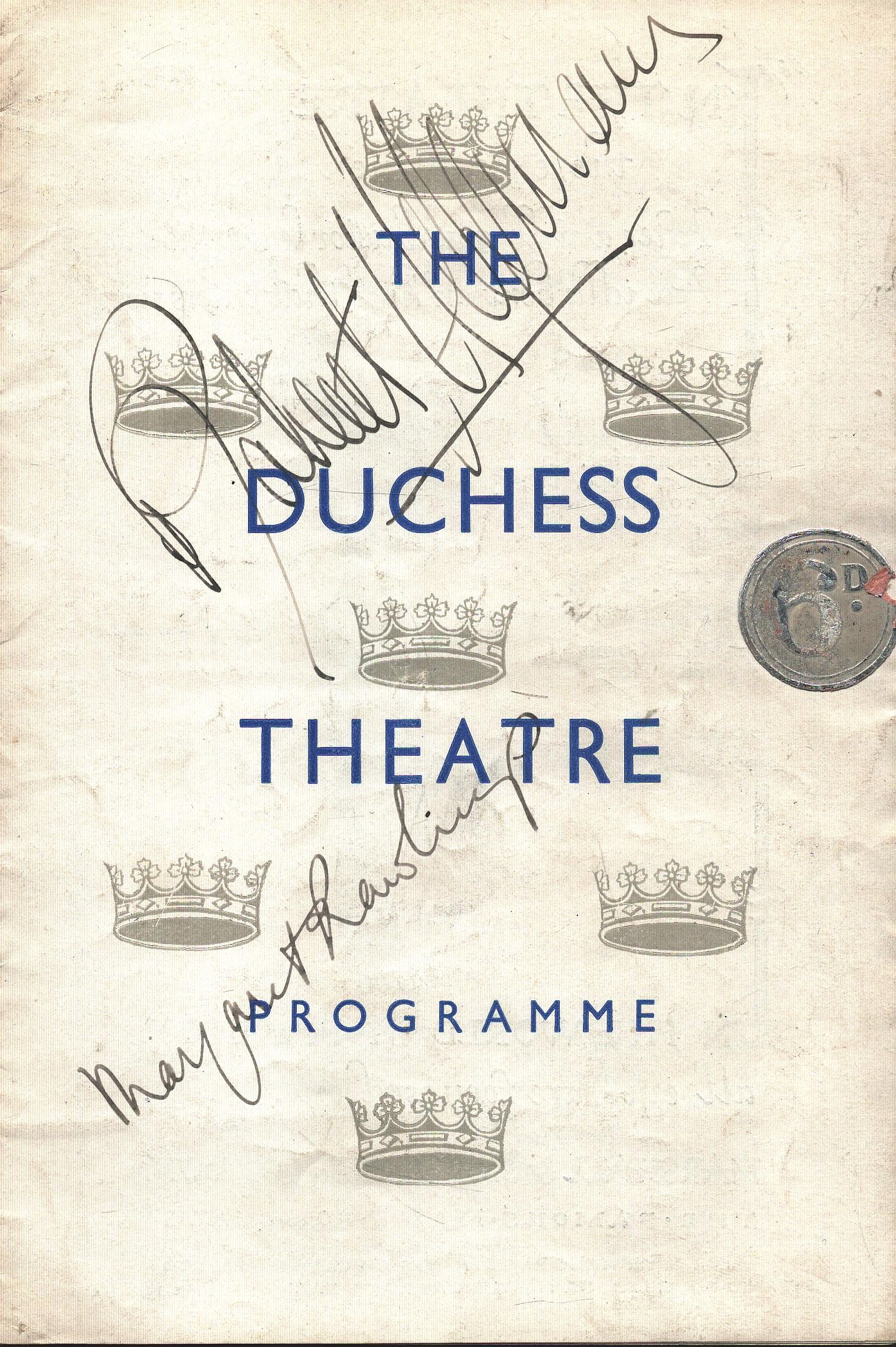 Robert Helpmann & Margaret Rawlings signed Duchess Theatre programme 7.25x5