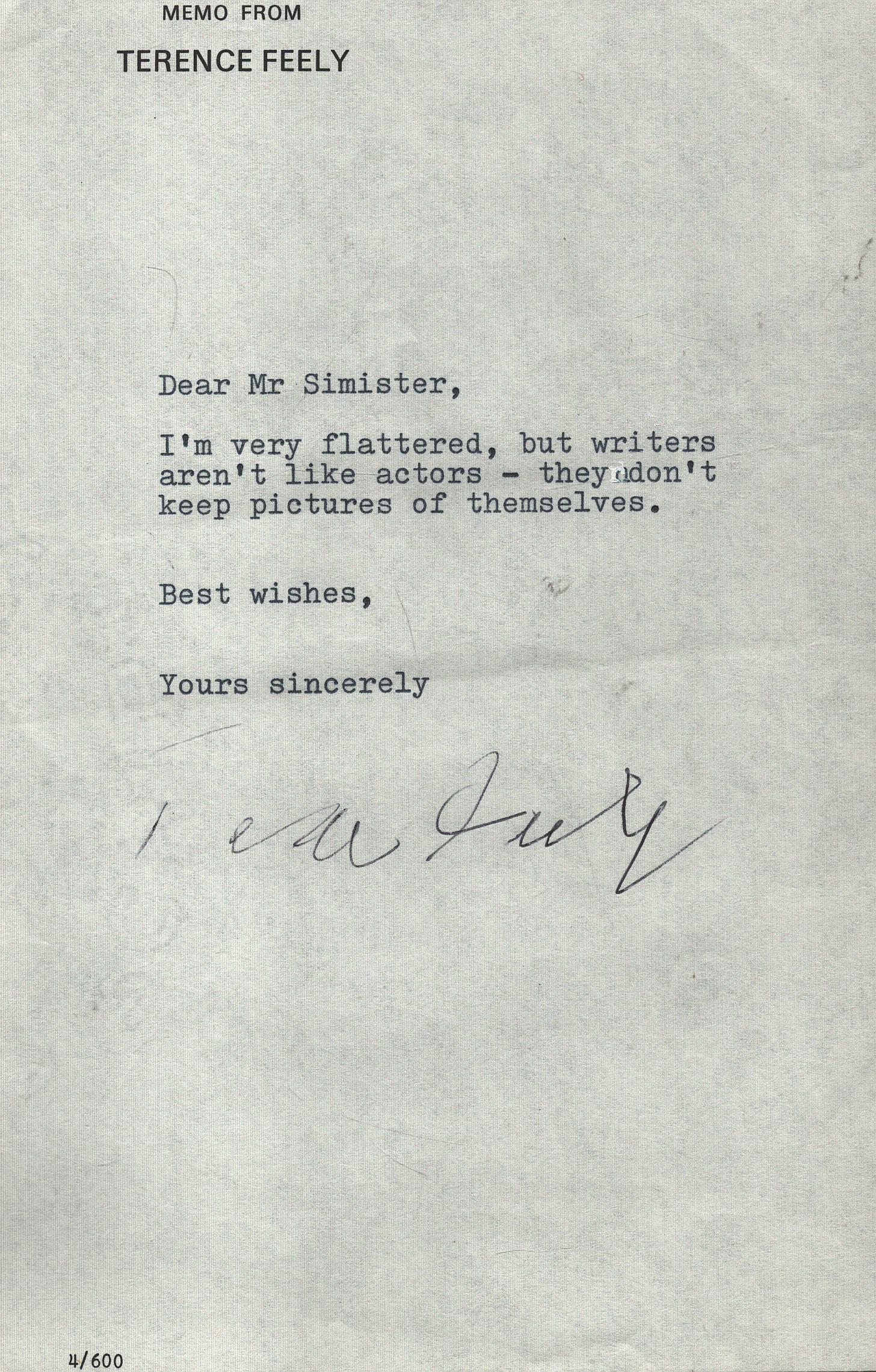 Terence Feely TLS correspondence Letter
