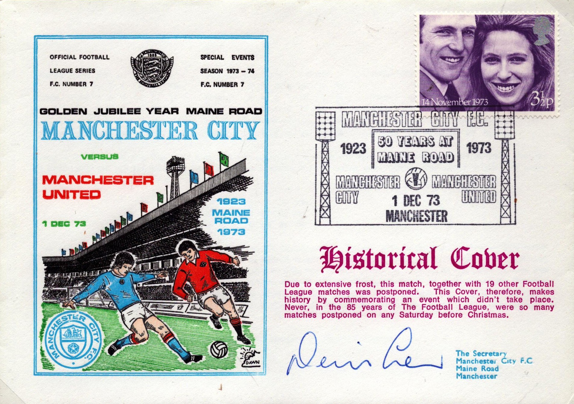 Dennis Law signed Manchester City 1960-61 FDC