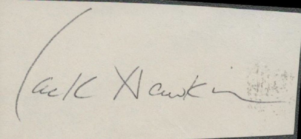 Lot 833: British Actor Jack Hawkins CBE Signed 3x1 inch...
