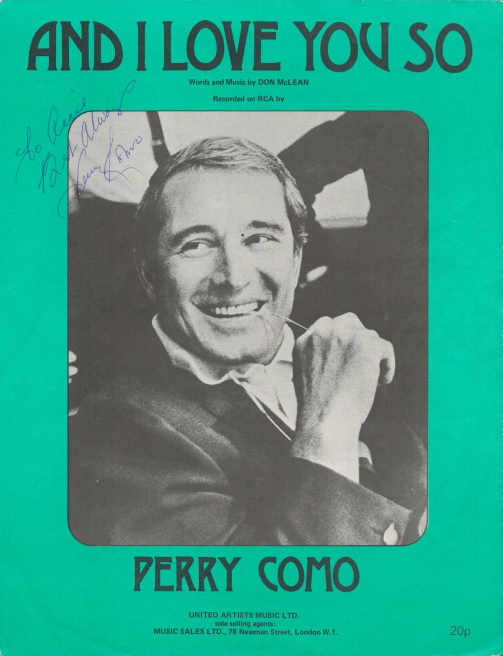 Lot 849: Musician Perry Como Signed And I Love You...