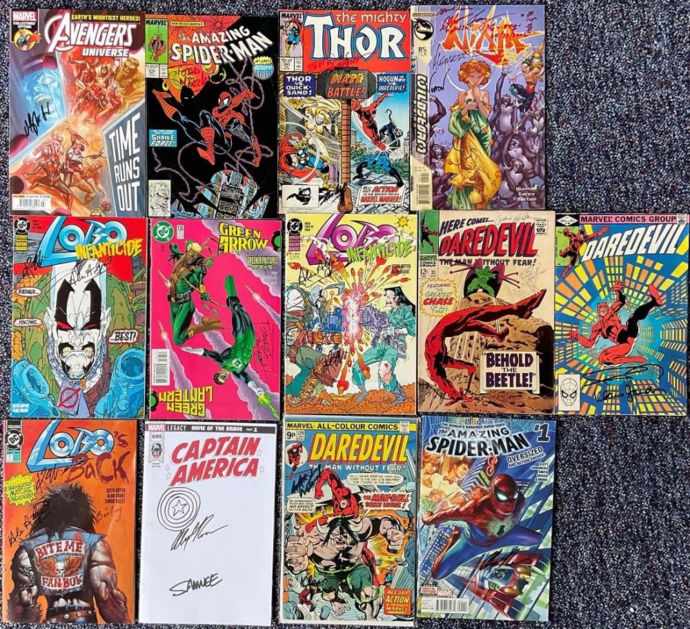 Lot 853: Rare Collection of 13 Assorted Signatures on Marvel...
