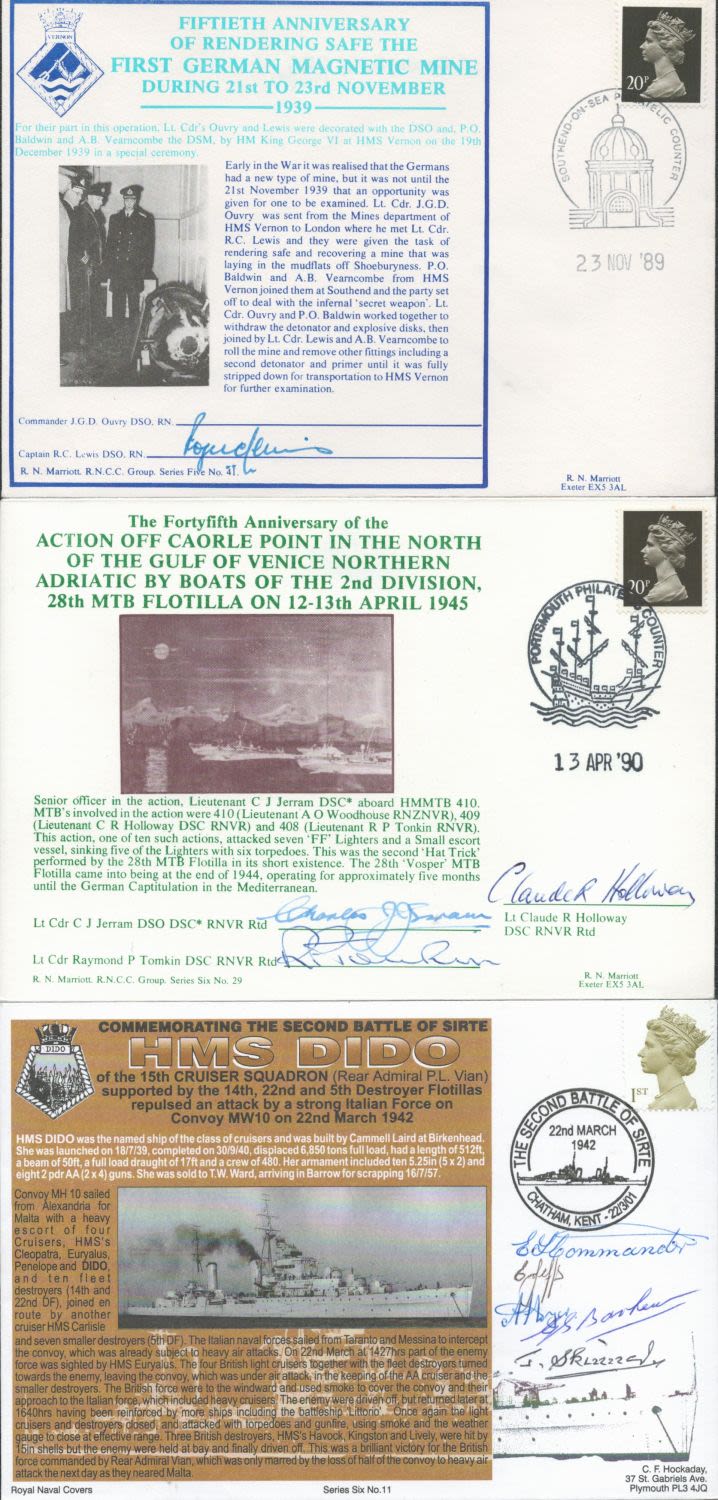 Lot 858: Superb WW2 Navy Collection of 5 Multi Signed...