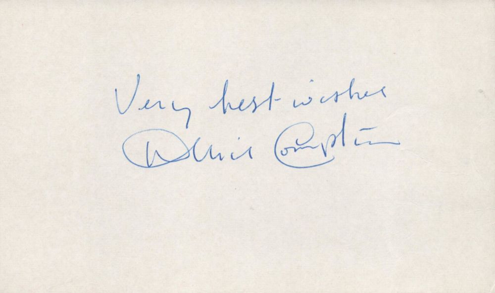 Lot 866: English Cricketer Denis Compton CBE signed Autograph Card...