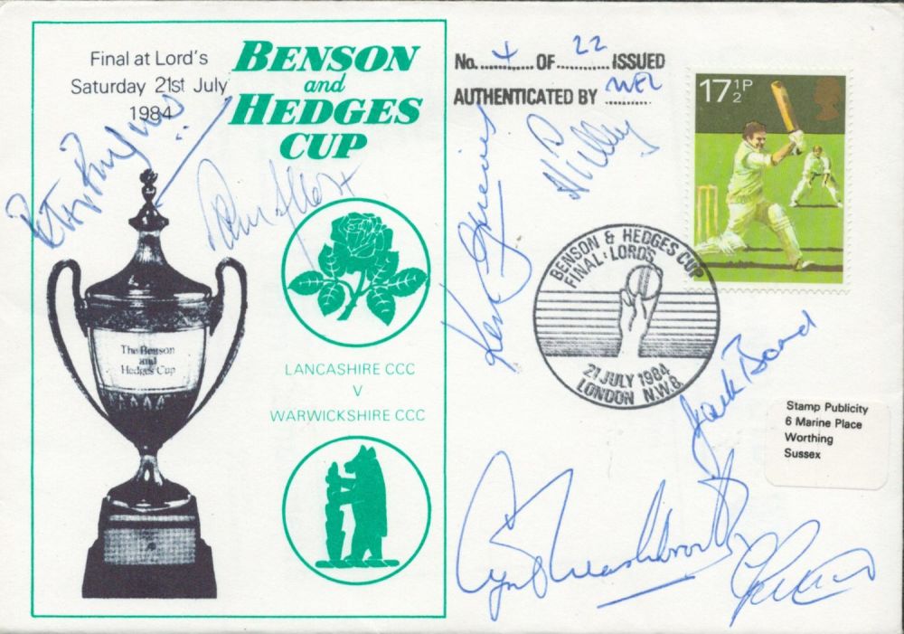 Lot 877: Cricket 7 Signed Benson and Hedges Cup Final...
