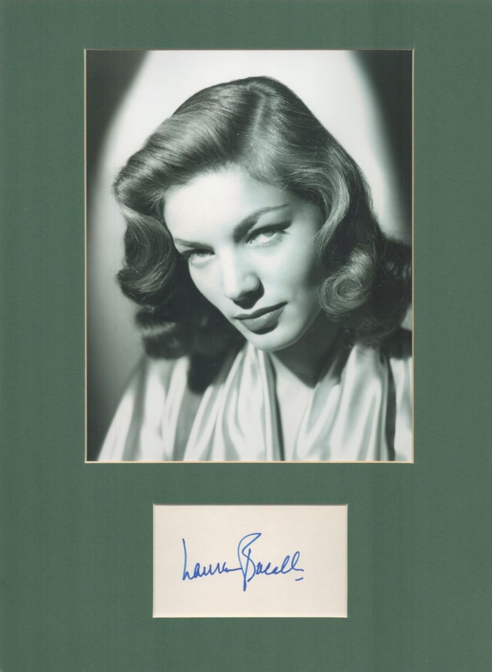 Lot 27: Actor, Lauren Bacall matted signature piece, overall size...