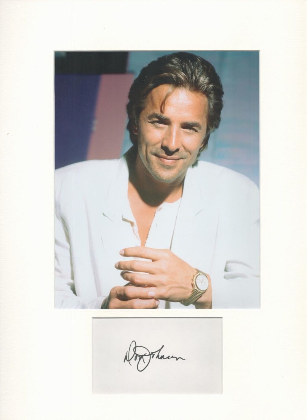 Lot 38: Actor, Don Johnson matted signature piece, overall size...
