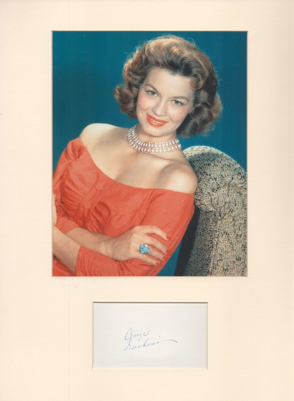 Lot 84: Actor, Angie Dickinson matted signature piece, overall size...