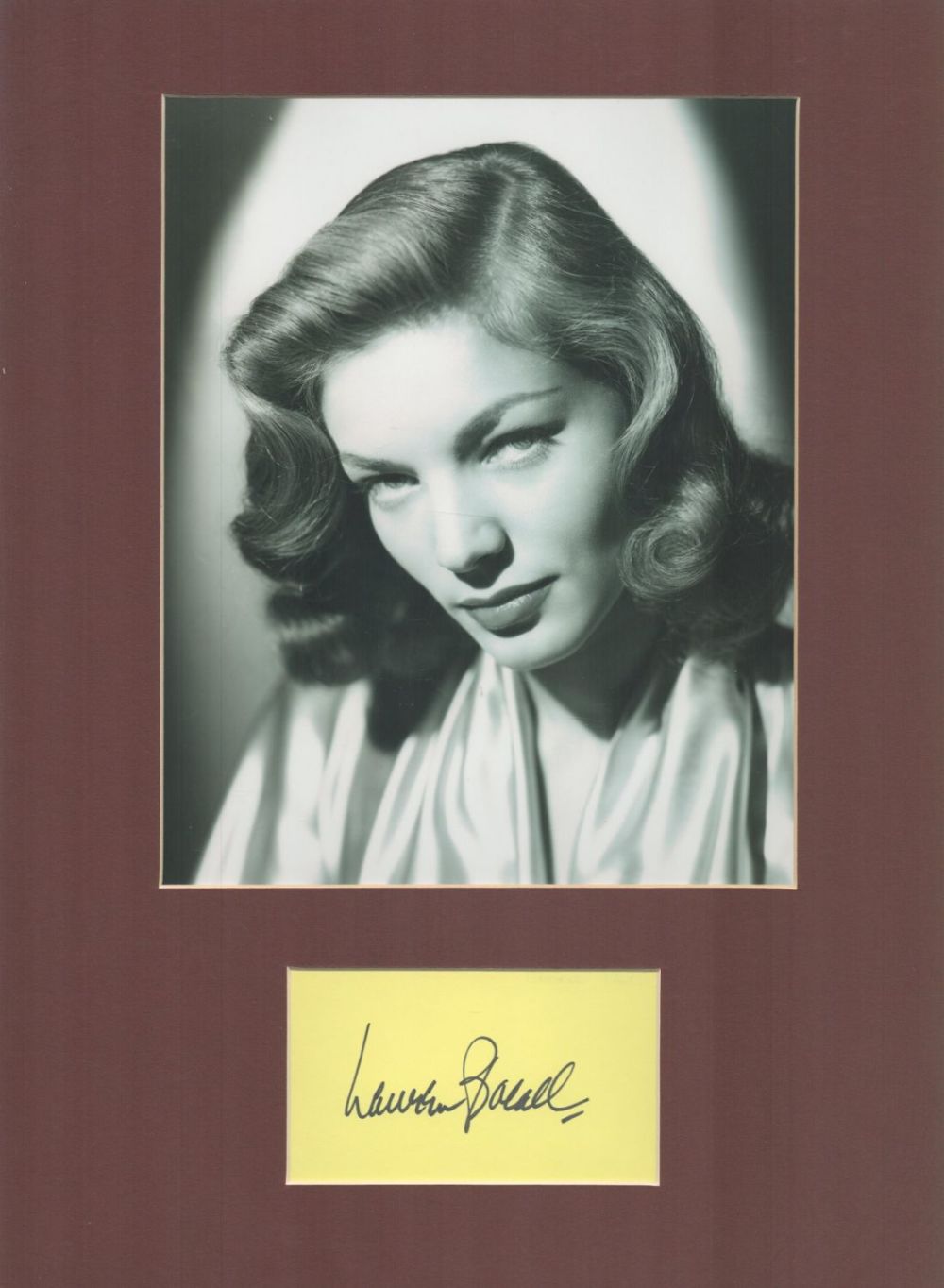 Lot 85: Actor, Lauren Bacall matted signature piece, overall size...